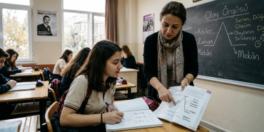 10. Sınıf Edebiyat - Hikâyede olay örgüsü ve unsurlar çalışan 10. sınıf öğrencisi