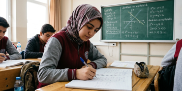 Denklem ve eşitsizlik problemleri çözen 9. sınıf öğrencisi